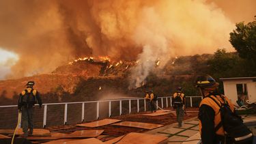 El incendio Palisades en Mandeville Canyon en Los Ángeles el 11 de enero del 2025. (AP foto/Jae C. Hong)