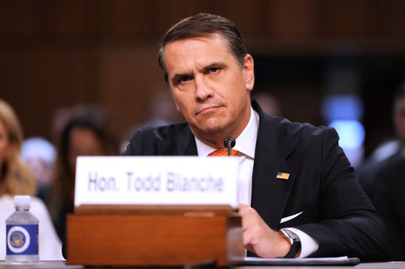 El secretario de Justicia Todd Blanche en el Congreso en Washington, el 15 de julio del 2026 (AP foto/Mark Schiefelbein)