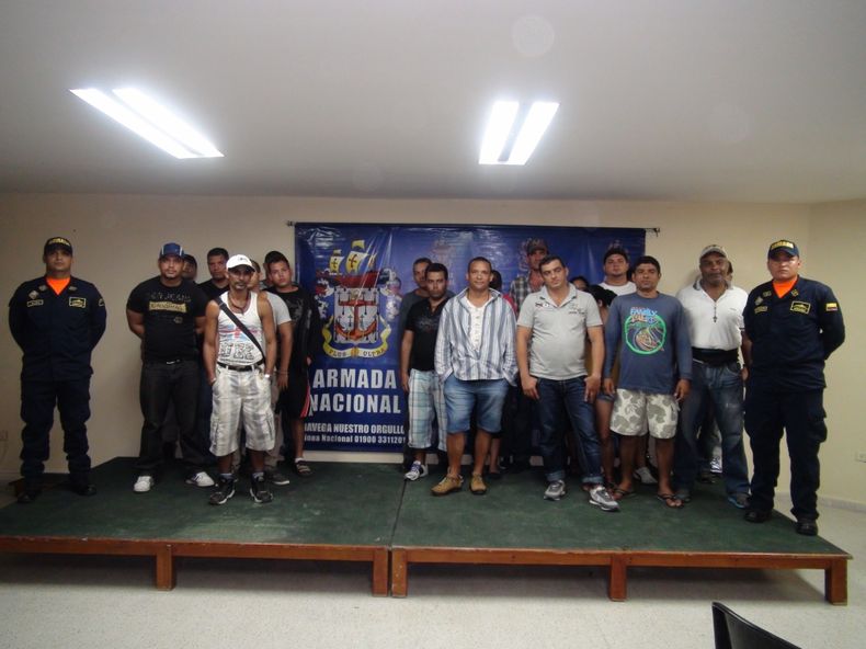 Cubanos interceptados el año pasado en el Golfo de Urabá, en Colombia, en la frontera con Panamá.