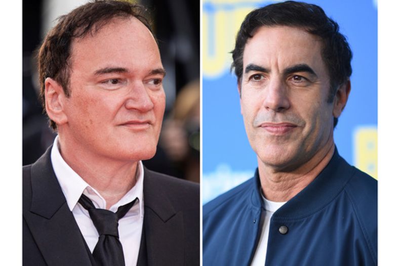 Esta combinación de fotos muestra a Quentin Tarantino en la 76to festival internacional de Cannes, el 27 de mayo de 2023, en el sur de Francia, a la izquierda, y a Sacha Baron Cohen, el 14 de abril de 2026, en el estreno de Balls Up, en Los Ángeles. (AP Foto)