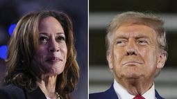 En esta combinación de fotos de archivo aparece la candidata presidencial demócrata y vicepresidenta, Kamala Harris, izquierda, en un evento de campaña en Charlotte, Carolina del Norte, el 12 de septiembre de 2024, y el candidato presidencial republicano y expresidente, Donald Trump, en una asamblea pública de campaña en Warren, Michigan, el 27 de septiembre de 2024. (AP Foto)