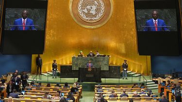 El presidente de Kenia, William Samoei Ruto, habla en la 81ra sesión de la Asamblea General de Naciones Unidas en la sede del organismo, el miércoles 23 de septiembre de 2026. (AP Foto/Frank Franklin II)