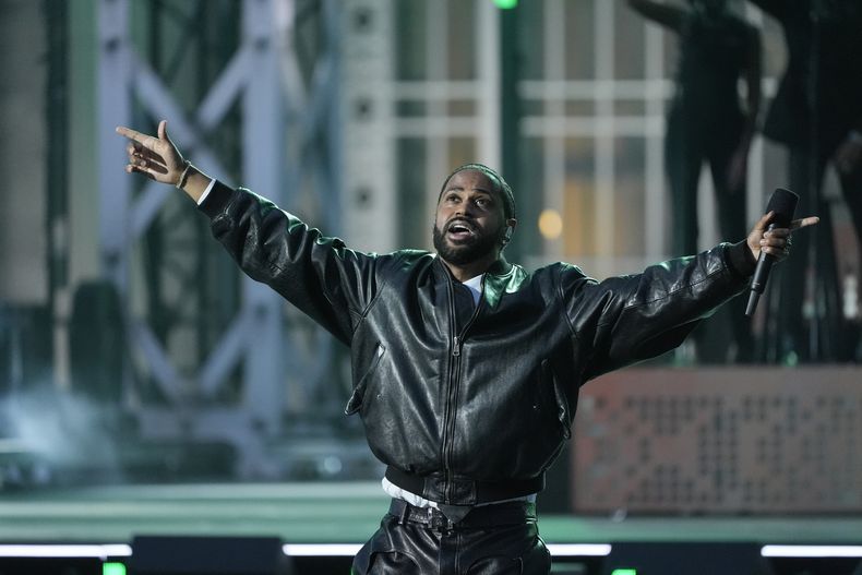 El rapero Big Sean durante su presentación en el concierto Live From Detroit: The Concert at Michigan Central el jueves 6 de junio de 2024 en Detroit. (Foto AP/Carlos Osorio)