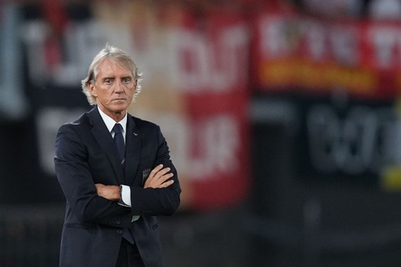 El técnico de Italia Roberto Mancini durante el partido contra Bélgica en la Liga de Naciones, el viernes 25 de septiembre de 2026, en Roma. (Alfredo Falcone/LaPresse vía AP)