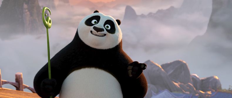 Esta imagen proporcionada por Universal Pictures muestra a Po, con la voz de Jack Black, en una escena de Kung Fu Panda 4 de DreamWorks Animation. (DreamWorks Animation/Universal Pictures vía AP)