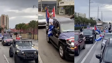 cubanos en miami realizan una mega caravana anticomunista