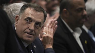 El presidente serbobosnio Milorad Dodik en la conferencia para combatir el antisemitismo en Jerusalén el 27 de marzo del 2025. (AP foto/Leo Correa)