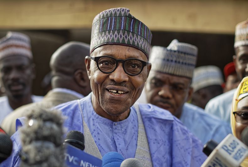 El presidente de Nigeria Muhammadu Buhari en Daura, Nigeria, el 23 de febrero del 2019. (Foto AP/Ben Curtis)