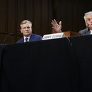 Integrante de la junta de la PGA Jimmy Dunne testifica junto al jefe de operaciones de la PGA Ron Price durante la audiencia del Subcomité de Investigaciones del Senado el martes 11 de julio del 2023. (AP Foto/Patrick Semansky)