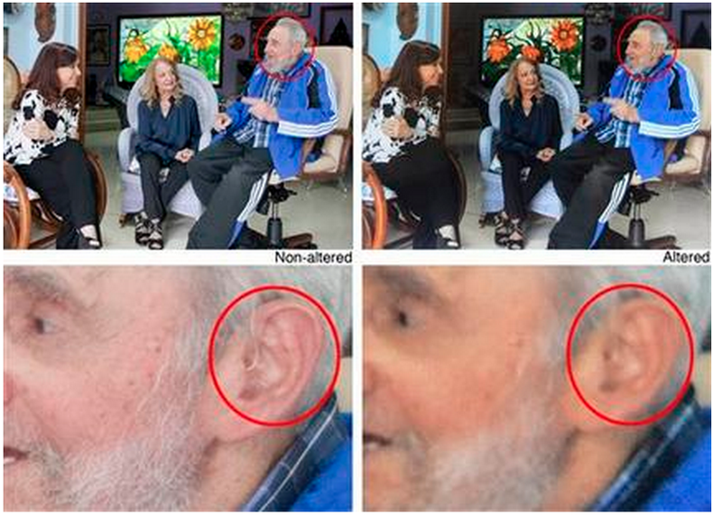 La Associated Press retirará siete fotos de Fidel Castro entregadas por el gobierno cubano, al determinar que algunas fueron alteradas digitalmente para borrar lo que parece ser un auricular en el oído del ex mandatario.