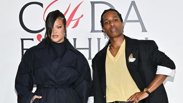 ARCHIVO - Rihanna, izquierda, y A$AP Rocky aparecen en los premios de moda CFDA en Nueva York el 3 de noviembre de 2025. (Foto Evan Agostini/Invision/AP, archivo)