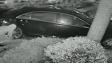 Captan en video a quienes trataban de robar llantas y rines de un auto