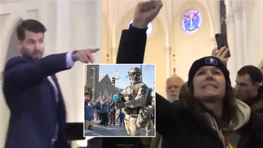 agitadores de extrema izquierda irrumpen en una iglesia de minneapolis creyendo que el pastor trabaja para ice