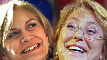 americateve | ARCHIVO. - Esta combinaci&oacute;n de dos fotos de archivo de 2013 muestra a las candidatas presidenciales chilenas Evelyn Matthei, izquierda, y la ex presidenta Michelle Bachelet. La derechista Matthey y la centroizquierdista Bachelet se enfrentaron en u