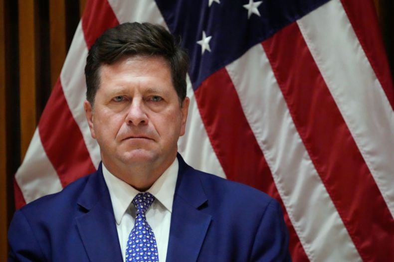 Jay Clayton, fiscal federal para el Distrito Sur de Nueva York, en conferencia de prensa en Nueva York, el 9 de marzo del 2026. (AP foto/Seth Wenig)