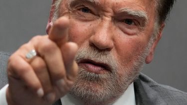 El ex gobernador de California Arnold Schwarzenegger en conferencia de prensa en el Vaticano el 30 de septiembre del 2025. (AP foto/Gregorio Borgia)