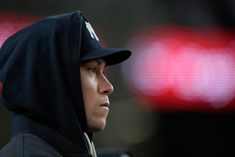 Aaron Judge de los Yankees de Nueva York durante el segundo inning del primer juego de la serie de comodines de la Liga Americana contra los Medias Rojas de Boston, el martes 29 de septiembre de 2026, en Nueva York. (AP Foto/Yuki Iwamura)