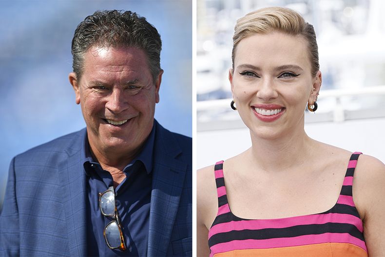 Esta combinación de fotos muestra al exastro de la NFL Dan Marino y a la actriz Scarlett Johansson (AP Foto, archivo)