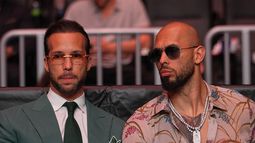 Andrew Tate (der) y su hermano Tristan en Miami el 11 de abril del 2026. (AP foto/Julia Demaree Nikhinson, Pool)