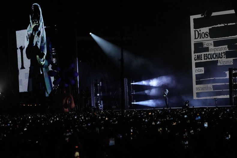 El rapero Kendrick Lamar durante su presentación en el festival AXE Ceremonia en el parque Bicentenario en la Ciudad de México el sábado 23 de marzo de 2024. (Foto AP/Marco Ugarte)