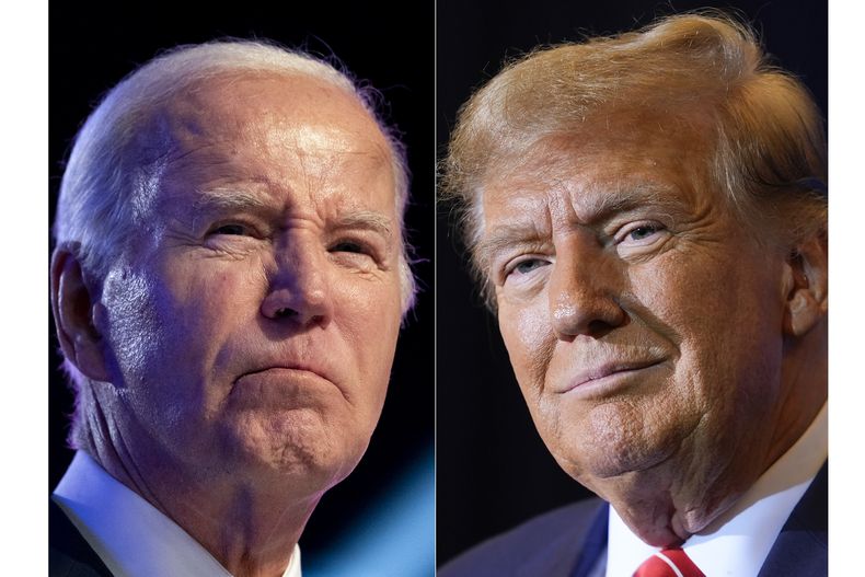 El presidente Joe Biden (i) en una foto tomada el 5 de enero de 2024, y el expresidente Donald Trump (d) en una foto tomada el 19 de enero de 2024. (Foto AP)