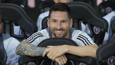 El delantero argentino Lionel Messi, del Inter Miami, previo al partido contra Cruz Azul en la Leagues Cupo, el viernes 21 de julio de 2023, en Fort Lauderdale, Florida. (AP Foto/Lynne Sladky)
