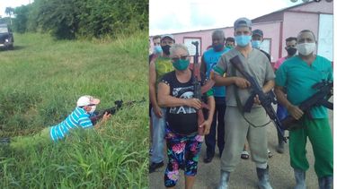 el regimen cubano intenta intimidar al pueblo inundando las redes sociales con palos y fusiles
