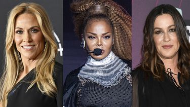 Esta combinación de imágenes muestra a Eminem, de izquierda a derecha, Sheryl Crow, Janet Jackson y Alanis Morissette. (Foto AP)