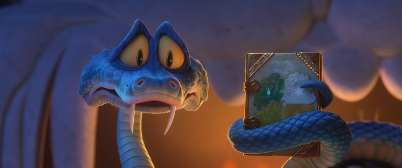 Esta imagen publicada por Disney muestra a Gary DeSnake, con la voz de Ke Huy Quan, en una escena de Zootopia 2. (Disney vía AP)