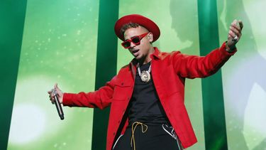 ARCHIVO - Ozuna durante su presentación en el Coca Cola Flow Fest en la Ciudad de México el 23 de noviembre de 2019. (Foto AP/Ginnette Riquelme, archivo)