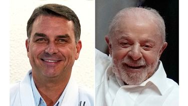 ARCHIVO - Esta combinación de fotografías muestra a Flavio Bolsonaro, izquierda, en Sao Paulo, el 29 de septiembre de 2026, y a Luiz Inácio Lula da Silva en Río de Janeiro, el 23 de septiembre de 2026. (AP Foto, Archivo)