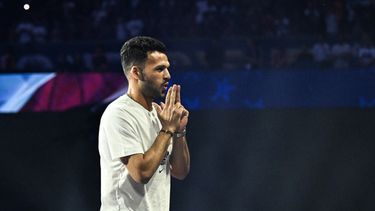 Gonçalo Ramos del Paris Saint Germain celebra en el estadio Parc des Princes tras ganar la final de la Liga de Campeones ante el Arsenal en Budapest el domingo 31 de mayo del 2026. (AP Foto/Emma Da Silva)