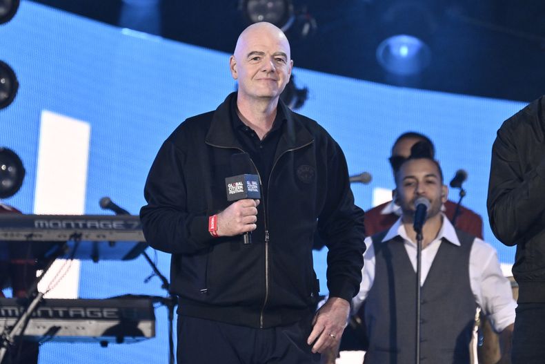 Gianni Infantino durante el Global Citizen Festival el sábado 28 de septiembre de 2024 en el Central Park de Nueva York. (Foto de Evan Agostini/Invision/AP)