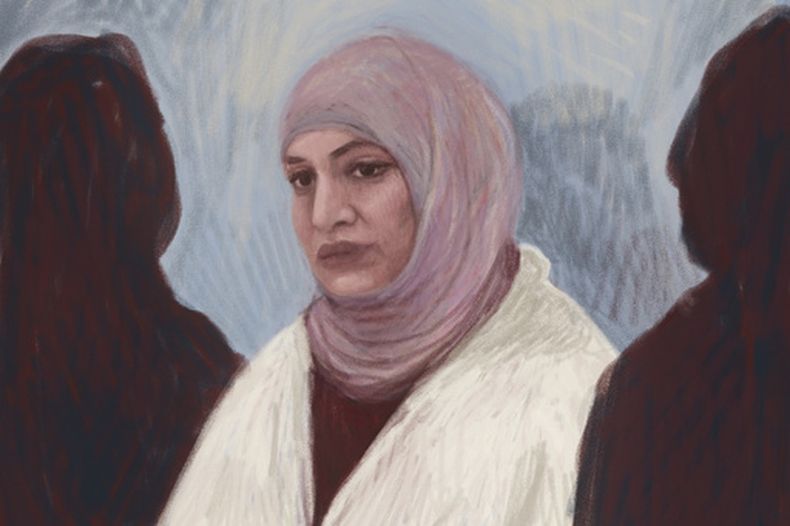 Un boceto de tribunal muestra a Zeinab Ahmad en la Corte de Magistrados de Melbourne, Australia, el jueves 4 de junio de 2026. (Anita Lester/AAP Image via AP)