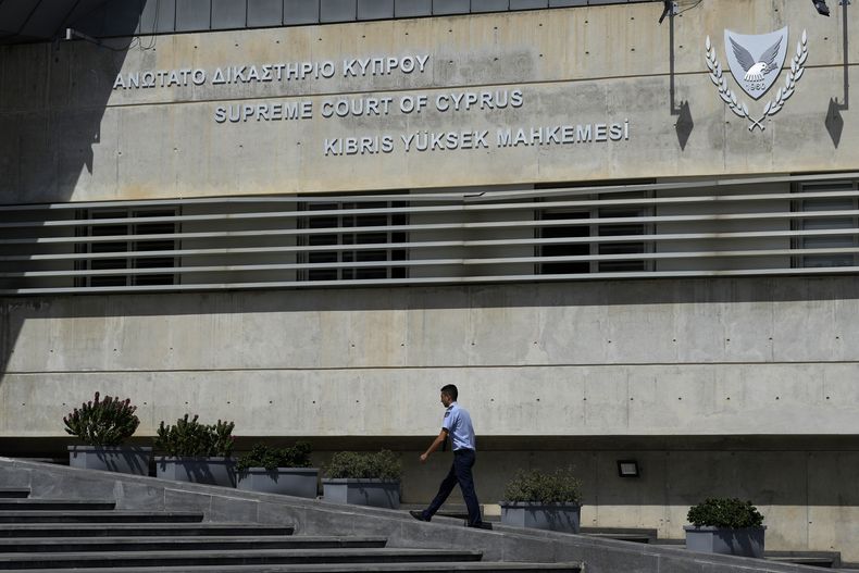 La sede de la Corte Suprema de Chipre en Nicosia, el 18 de septiembre del 2024. (Foto AP /Petros Karadjias)
