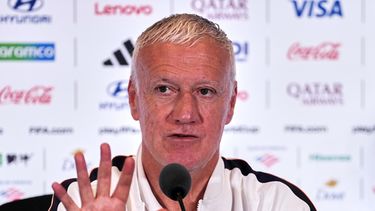 El seleccionador de Francia Didier Deschamps en conferencia de prensa antes del encuentro de cuartos de final de la Copa Mundial ante Marruecos el miércoles 8 de julio del 2026. (AP Foto/Martin Meissner)