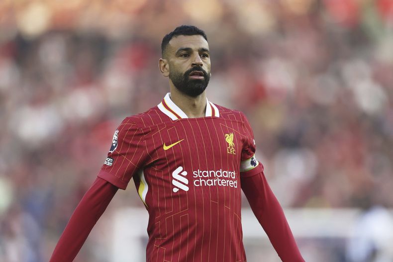 ARCHIVO - Foto del lunes 19 de mayo del 2025, Mohamed Salah del Liverpool en el encuentro de la Liga Premier ante el Brighton. (AP Foto/Ian Walton, Archivo)