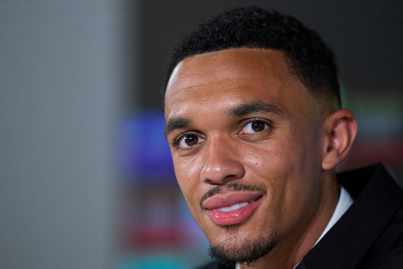 Trent Alexander-Arnold durante su presentación como jugador del Real Madrid, el 12 de junio de 2025, en Madrid. (AP Foto/Manu Fernández)
