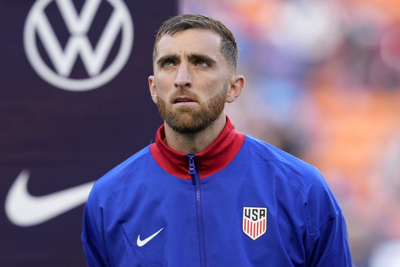 ARCHIVO - El arquero estadounidense Matt Turner previo al partido amistoso contra Nueva Zelanda, el martes 10 de septiembre de 2024, en Cincinnati. (AP Foto/Jeff Dean)