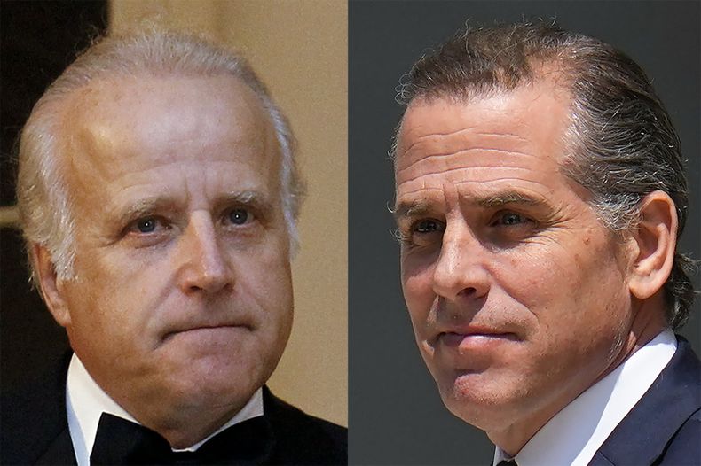 ARCHIVO - En esta imagen combinada aparece James Biden, hermano del presidente Joe Biden, el 13 de octubre de 2011, izquierda, y Hunter Biden, hijo del presidente Joe Biden, el 26 de jullio de 2023, derecha. (AP Foto/Archivo)