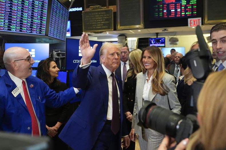 El presidente electo Donald Trump en la sede de la Bolsa de Valores de Nueva York, el 12 de diciembre de 2024, en NY. (AP Foto/Alex Brandon)