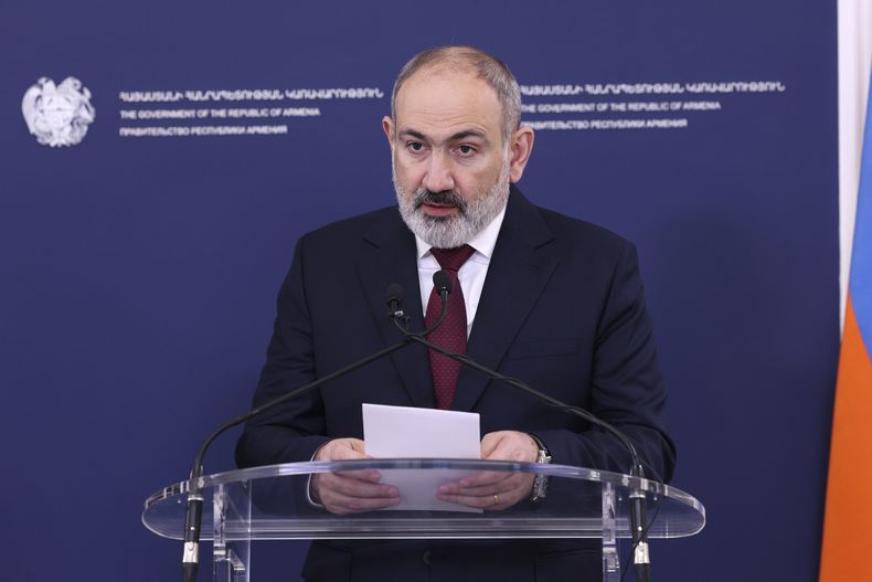 El primer ministro de Armenia, Nikol Pashinyan, en Ereván, Armenia, el 19 de marzo de 2024. (Stepan Poghosyan/Photolure via AP)