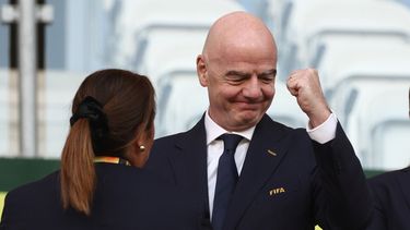 El presidente de la FIFA Gianni Infantino durante la final del Mundial femenino Sub20, el 27 de septiembre de 2026, en Lodz, Polonia. (AP Foto/Beata Zawrzel)