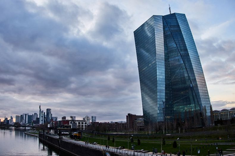 La sede del Banco Central Europeo en Fráncfort, Alemania, el 17 de marzo del 2026. (AP foto/Michael Probst)
