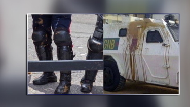 guerra de excrementos contra policias y militares en venezuela para combatir la represion