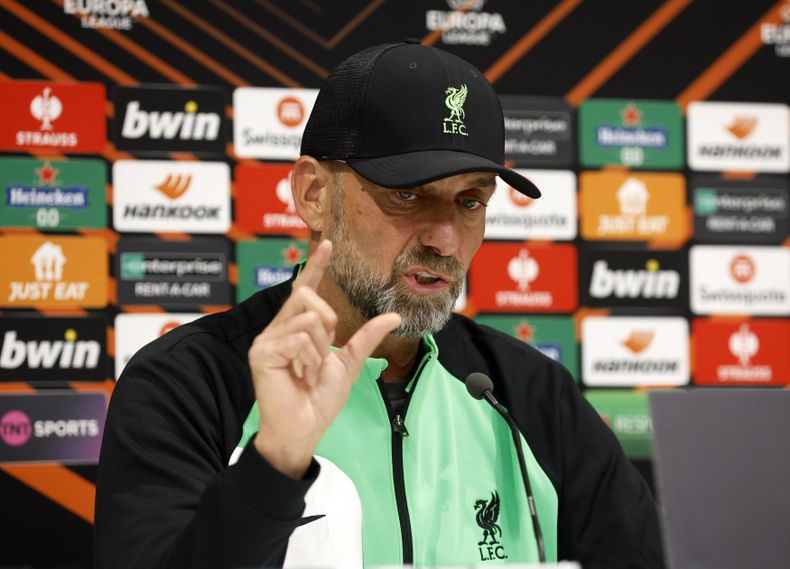 El técnico de Liverpool Jurgen Klopp durante una rueda de prensa, el miércoles 4 de octubre de 2023, en Liverpool. (Nigel French/PA vía AP)