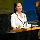 La presidenta de Perú, Keiko Fujimori, interviene en la Asamblea General de las Naciones Unidas en la sede de la ONU, el martes 22 de septiembre de 2026. (AP Foto/Yuki Iwamura)
