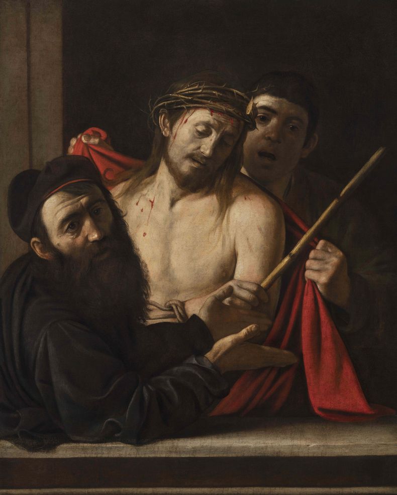 En esta fotografía proporcionada por el Museo del Prado en Madrid el lunes 6 de mayo de 2024, se muestra el Ecce Homo de Caravaggio. El Museo del Prado de España confirmó que una pintura que iba a ser subastada en Madrid en 2021 es en realidad una obra del maestro barroco italiano Michelangelo Merisi da Caravaggio que se consideraba perdida. (Museo del Prado, vía AP)