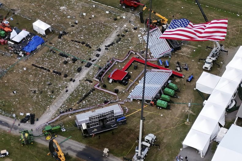 El sitio conocido como Butler Farm Show en Butler, Pensilvania, donde hubo un intento de asesinato contra el expresidente Donald Trump, el 15 de julio del 2024. (Foto AP/Gene J. Puskar)