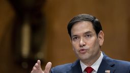 El nominado por el presidente electo Donald Trump para secretario de Estado, Marco Rubio, en su audiencia de confirmación en el Congreso en Washington el 15 de enero del 2025. (AP foto/Alex Brandon)